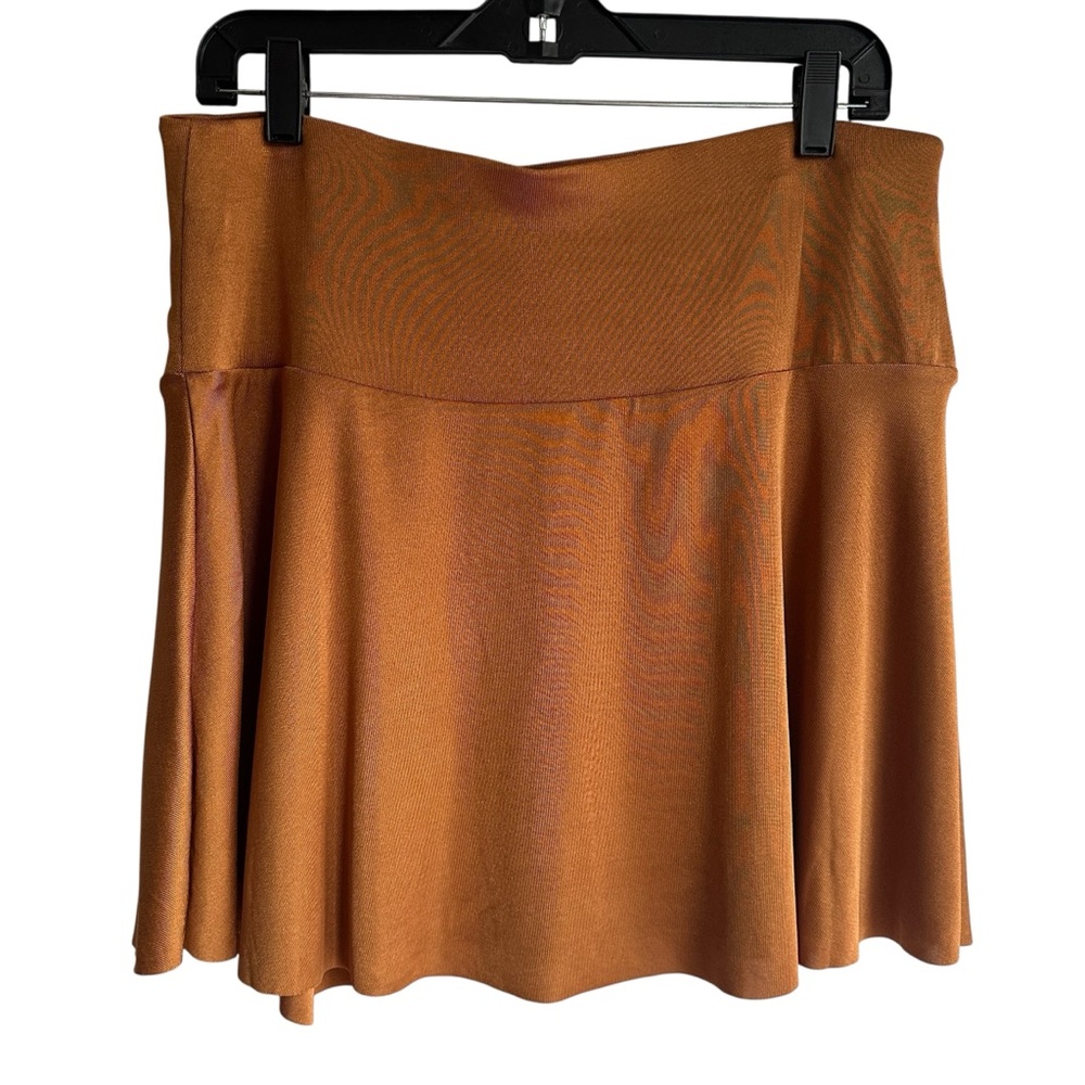 Free People Copper Rust Mini Skirt with Ruched Side Tie - Picture 3 of 6